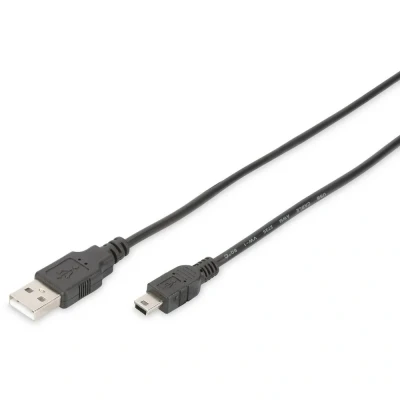 Immagine di Digitus Cavo USB 2.0 Spina A, Mini B 1.80 m Nero tondo, doppia schermatura DB 300130 018 S