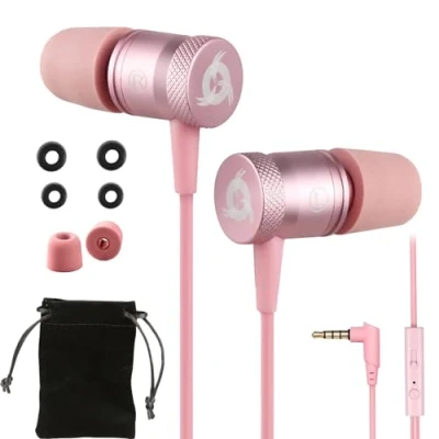 Immagine di KLIM Fusion Auricolari con Microfono + Audio di Alta qualità Cuffie Rosa Lunga Durata Memory Foam Garanzia 5 Anni Jack 3.5 mm per iOS Android PC Console Nuova Versione 2023