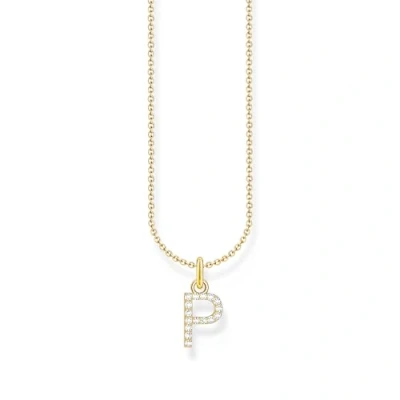 Immagine di Thomas Sabo Collana in argento dorato con lettera P e zirconi, Oro giallo, KE2255 414 14