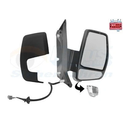 Immagine di Specchio retrovisore esterno Van Wezel 1987806 Dx nero completo, convesso, per regolazione elettrica specchio, termico