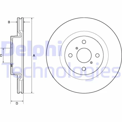 Immagine di DELPHI BG4762C Disco freno 280 22 4 ventilato rivestito non trattato senza cuscinetto ruota, anello sensore ABS TOYOTA: Yaris III Hatchback