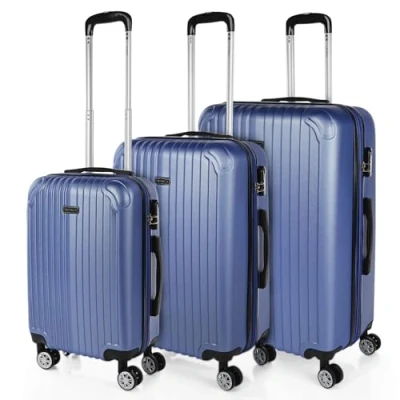 Immagine di ITACA Set Valigie Rigide Offerte. Valigia Grande Rigida, Media Rigida e Bagaglio a Mano. di con Lucchetto Combinazione TSA T71500, Blu zaffiro