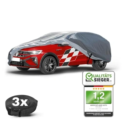 Immagine di Walser telo copriauto da esterno Premium All Weather Plus SUV, rivestito in PVC, coperture per auto, resistente ai raggi UV, garage completo impermeabile S grigio ca. 430x165x145cm