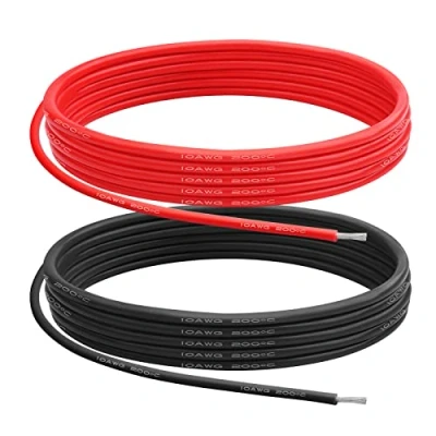 Immagine di Cavo elettrico in silicone calibro 10 AWG (2,5 m rosso e 2,5 nero) morbido flessibile 0,08 mm nucleo rame stagnato resistente alle alte temperature filo per progetti Arduino, auto