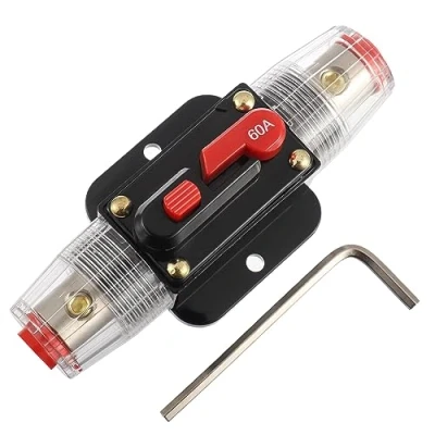 Immagine di EPLZON 60A Interruttore 60 AMP Fusibile Inline Holder 12V 48V DC Pulsante di Reset Manuale per Car Audio Amplificatore Suono Sistema RV Casa Marine Boat Truck