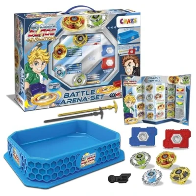 Immagine di CRAZE Blade Set Trottole da Combattimento a 4 Lame, Trottola con Lanciatore 4X lanciatori, 1x Stadio Arena Bambini Giocattoli per Ragazzi e Ragazze 32800