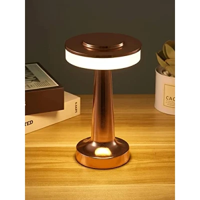 Immagine di HJLRR Lampada da Scrivania A LED Senza Fili, Ricaricabile USB Portatile, 3 Colori Comodino con Regolazione Continua per comodini, tavolini caffè, Hotel,bronzo
