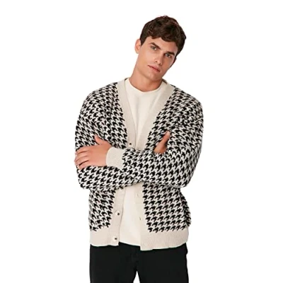 Immagine di Trendyol Cardigan Uomo Regular Standard Scollo A V Maglieria Maglione, Beige, S