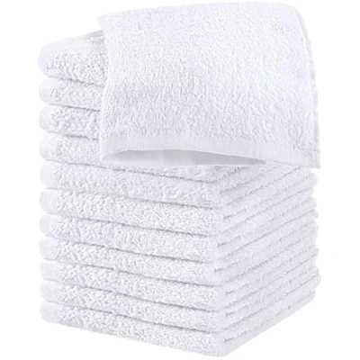 Immagine di Utopia Towels Set di asciugamani in cotone, 100% cotone filato ad anello, per il viso flanella alta qualità, altamente assorbenti e morbidi al tatto (confezione da 12, bianco)
