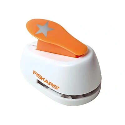 Immagine di Fiskars Perforatore a leva, Stella, Ø 2,5 cm, Per mancini e destrorsi, Acciaio di qualità/Plastica, Bianco/Arancione, Lever Punch, M, 1004722