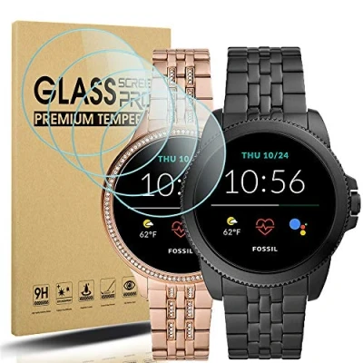 Immagine di Diruite 4 Pezzi Compatibile con Fossil Gen 5E 42mm/44mm Vetro Temperato Pellicola Protettiva, HD Protettiva Schermo per [9H Durezza Antigraffio] [Senza Bolle]
