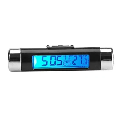 Immagine di Yosoo Orologio da auto con termometro digitale 2 in 1 LCD retroilluminato a clip per (blu)