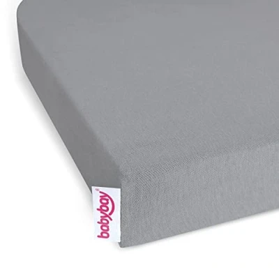 Immagine di Comfort babybay® lenzuolo matrimoniale in jersey deluxe confezione doppia adatta ai modelli Maxi, Midi, Boxspring e Plus grigio