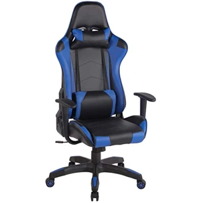 Immagine di CLP Sedia Gaming Miracle V2 in Similpelle I Racing 2 Cuscini Poltrona Girevole E Regolabile Max Carico 150KG, Colore:Nero/Blu