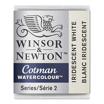 Immagine di Winsor &amp; Newton Cotman Metallic 0301330 colori ad acquerello da studio, vivaci di alta qualità con ottime proprietà lavorazione, ciotola 1/2 bianco iridescente