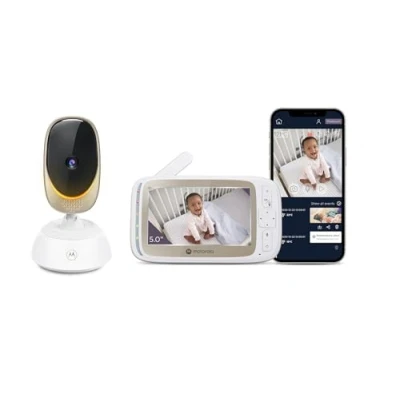 Immagine di Motorola Nursery Baby Monitor VM85 Connect Videocamera Sorveglianza Interno Wifi Telecamera Neonata con Controllo l&#039;App Incl. Funzione di Interfono e Luce Notturna