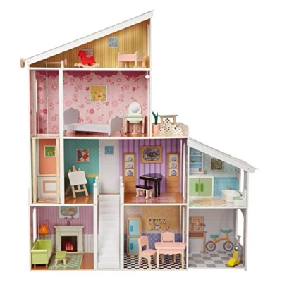 Immagine di Amazon Basics Casa delle bambole a 4 piani, con mobili e accessori, per da 30.48 cm