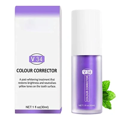 Immagine di Teeth Cleansing Toothpaste,Tooth Whitening Enamel Care Toothpaste Stains,Intensive Stain Removal Reduce Yellowing,Corrector for Cleaning,Colour (Purple)
