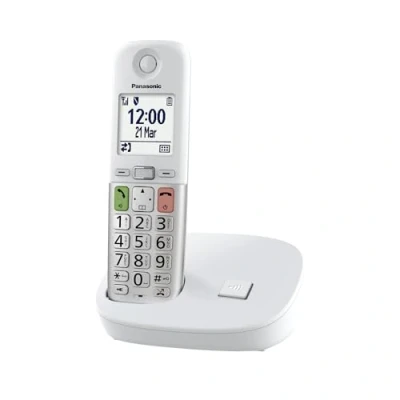 Immagine di Panasonic KX TGU410EXW Telefono digitale senza fili con segreteria telefonica, unità base e 1 combinato, schermo LCD, chiamate preferite, lampada torcia, compatibile apparecchi acustici, bianco