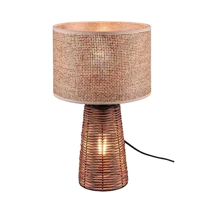 Immagine di Reality, Lampada tavolo, Straw 1xE27, max.40,0 W max.10,0 Finitura: Reticolo rattan, Marrone Ø:24,0cm, A:40,5cm Interruttore su cavo,IP20,Senza illuminante,Sorgente luminosa sostituibile