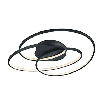 Immagine di Trio Leuchten Lampada da soffitto a LED Gale 673916032, in metallo nero opaco, con dimmer 38,5 Watt, 60 cm x 43