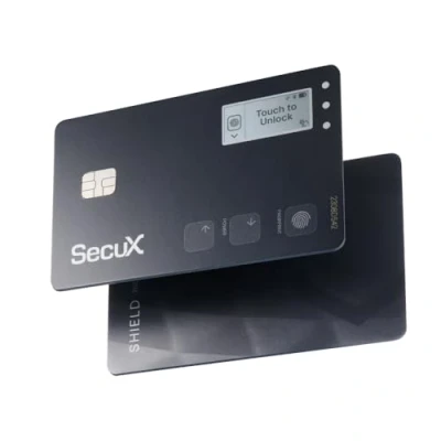 Immagine di SecuX Shield Bio Crypto Hardware Wallet Autenticazione biometrica sicura, scheda di conservazione a freddo per NFT, Bitcoin, Ethereum, Cardano, ERC20, BEP20 e altro, Piatto nero, Compatto
