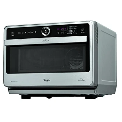 Immagine di Whirlpool Microonde a libera installazione JT 479 IX Chef Premium termoventilato combinato, 33 litri, Inox, con griglia alta, bassa, piatto Crisp + maniglia