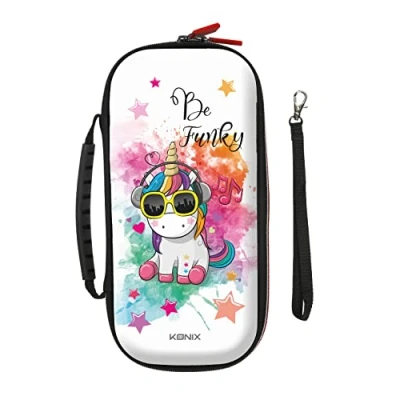 Immagine di Konix Custodia di trasporto e protezione per Nintendo Switch, Switch Lite OLED Spazio 8 giochi Design Be Funky, unicorno