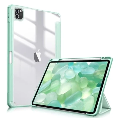 Immagine di FINTIE Custodia per iPad Pro 11&quot; 2022/2021/2020/2018 (4ª/3ª/2ª/1ª Generazione) con Pencil Holder, Antiurto Sottile Leggero Posteriore Trasparente Cover Case, Verde Chiaro
