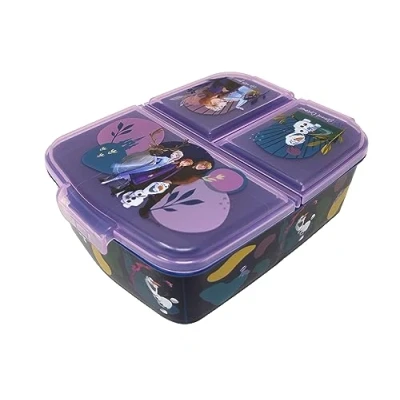 Immagine di Contenitore per il pranzo bambini, a scelta: Frozen, PJ Masks, Spiderman, Avengers, Mickey, Paw Patrol, in plastica senza BPA, Frozen II Regno di Ghiaccio