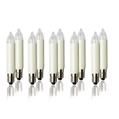 Immagine di hellum Lampadine di ricambio per arco luminoso, 10 pezzi, 12 V, 3 W, candele ricambio, luci interne ed esterne con 20 punti combustione, ø10 mm, E10/12 V/3 W/22 Lumen 933048