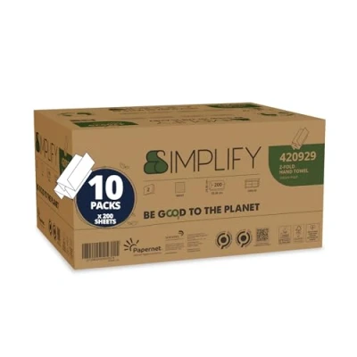 Immagine di Papernet Simplify Asciugamano Piegato a Z Carbon Neutral 420929, 2.000 Servizi di Carta in Pura Cellulosa Neutral, 2 Veli, Dimensione Servizio Aperto 24x20,3cm
