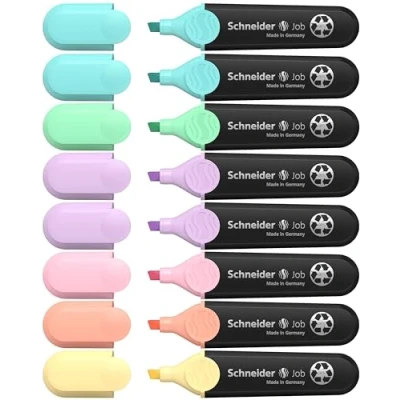 Immagine di Schneider Schreibgeräte Evidenziatore Textmarker Job Aktion 6+2 Karton Etui 8 Stück pastell 115090 1 pz.