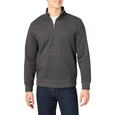 Immagine di Amazon Essentials Felpa in Pile a Maniche Lunghe con Cerniera Intera Uomo, Carbone Puntinato, XXL