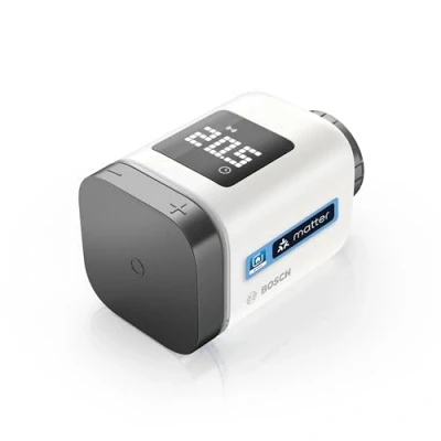 Immagine di Bosch Smart Home termostato per radiatore II [+M], intelligente, uso flessibile nel sistema o in sistemi Matter di diversi produttori, antracite