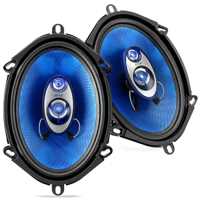 Immagine di Pyle Casse Auto Altoparlanti 13 x 18 cm Coppia, Cono in Polipropilene Blu 3 Vie 300 Watt con Surround Gomma Butilica 80 20kHz Impedenza 4 Ohm e Bobina ASV 2,54 Centimetri