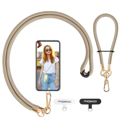 Immagine di MoKo Cordino per Telefono, Regolabile Cellulare, Universale a Tracolla e Cinturino da Polso, x 1, Polso Toppa 2, Cachi