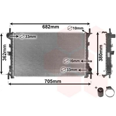 Immagine di VAN WEZEL 18002264 Radiatore motore Alluminio 600 350 16 *** IR PLUS con accessori Alette di raffreddamento saldate FORD: Focus Mk1 Hatchback