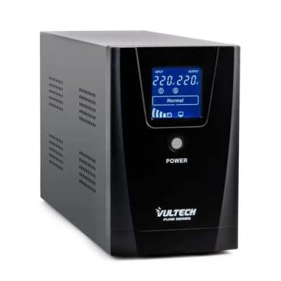 Immagine di VulTech UPS1000VA PURE Gruppo di continuità UPS Serie 1000VA 800Watt, Onda sinusoidale Pura, Display LCD, 2x Bipasso/Schuko + 1x IEC13, Funzione AVR, sbalzi tensione per Pc, videosorveglianza