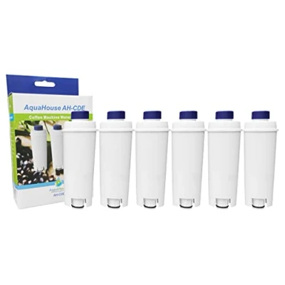 Immagine di 6 filtri d&#039;acqua compatibili AH CDE per macchine da caffè ed espresso DeLonghi DLSC002, SER3017, 5513292811, 9310926, 8004399327252