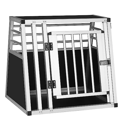 Immagine di EUGAD Trasportino per Cani Auto, Gabbia di Taglia Piccola Beagle, Bulldog Francese, Piccolo Terrier, Corgi e Bassotto, in Alluminio MDF, L60xP50xH55cm
