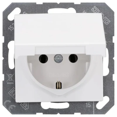 Immagine di Jung 1520 BFKL WW presa Schuko 16 A 250 V infrangibile con coperchio ribaltabile serie bianco alpino