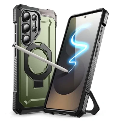 Immagine di SUPCASE Magnetica Cover per Samsung Galaxy S25 Ultra con Supporto, [Supporta S Pen] [Compatibile MagSafe] [Protezione di Livello Militare] Custodia Anticaduta Resistente (Verde)