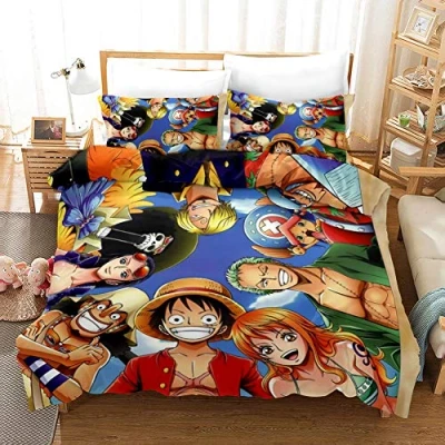 Immagine di NICHIYO Set di biancheria da letto composto copripiumino e federa, in microfibra, stampa digitale 3D, 3 pezzi (copripiumino + federe) (4,Double 200 x cm)