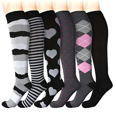 Immagine di Czemo Calze a Compressione Graduata per Donna e Uomo, 6 Paia Elastiche Sport, Corsa, Escursioni, Giri in Bici, Viaggi Aereo, Infermieri