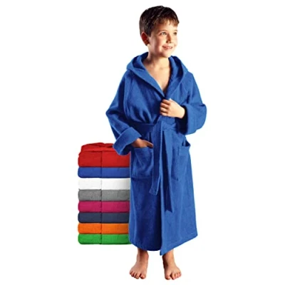 Immagine di Arus Accappatoio per bambino e bambina, 100% cotone spugna, con cappuccio, ampia scelta di colori, Blu royal, 176