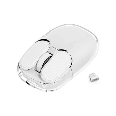 Immagine di MAMBASNAKE Mouse Wireless, 2.4 GHz Mini Ricevitore, Simpatico Silenzioso Senza Fili, 7 Luci RGB, Trasparenti, Tracciamento Ottico 1600DPI, Portatile Ricaricabile 400mAh Silenzioso(Bianco)