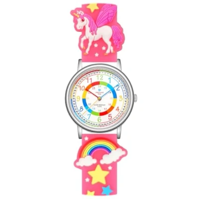 Immagine di Alienwork Unicorno Ragazza Orologio di Apprendimento bambini Ragazze Argento Rosa Multicolore Impermeabile 5 ATM Tempo