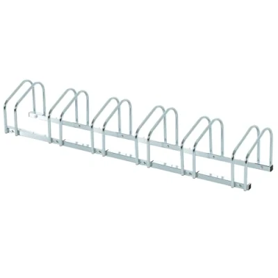 Immagine di HOMCOM Rastrelliera Portabiciclette Parcheggio per 6 Biciclette in Acciaio, 179x33x27 cm, Argento
