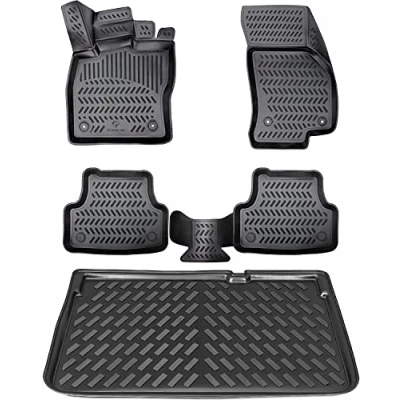 Immagine di ELMASLINE Set di tappetini in gomma 3D e vasca per bagagliaio Renault Capture dal 2020 (piano carico superiore) accessori